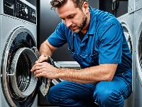 Dryer repair technician at work